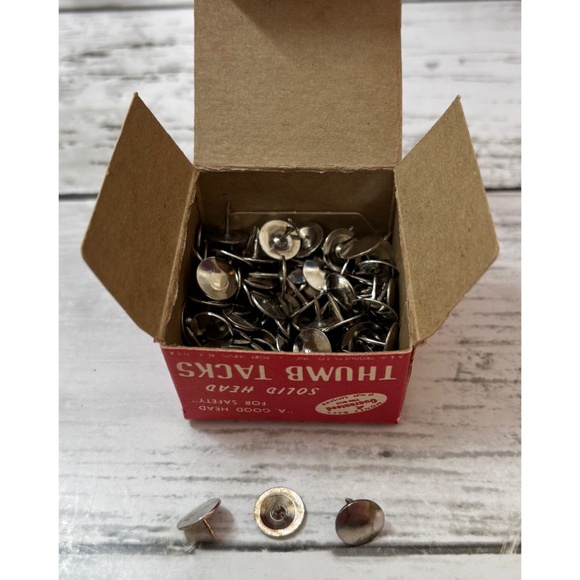 Vintage A&W Tru-Bilt Metal Solid Head 3/8” Thumb Tacks (7 boxes) - Picture 4 of 6